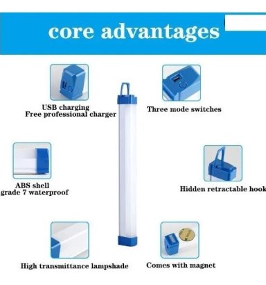 LAMPARA DE EMERGENCIA RECARGABLE AMPOLLETA LUZ LED 32CM USB - 2