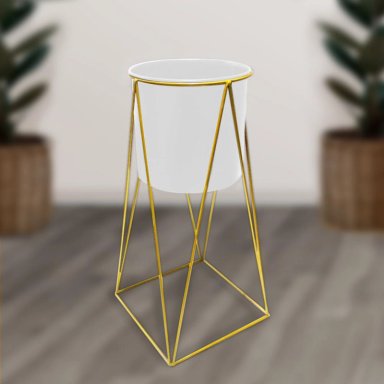 MACETA MACETERO PEDESTAL DECORATIVO BLANCO - 1