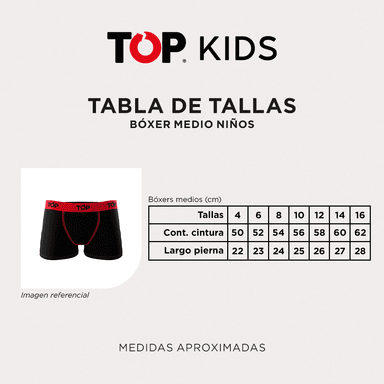 PACK 5 BÓXER ALGODÓN NIÑO TOP MEDIA PIERNA C5 - 7