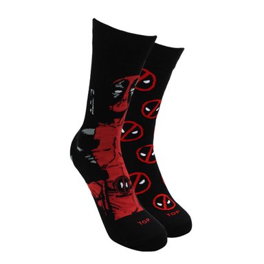 PACK 2 CALCETINES ALGODÓN HOMBRE TOP NEGRO LARGOS MARVEL DEADPOOL - 1