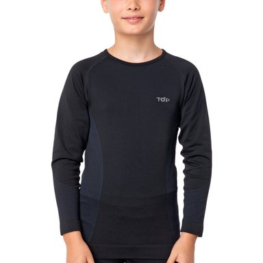 PRIMERA CAPA MICROFIBRA NIÑO TOP NEGRO LARGO CAMISETA DEPORTIVA - 1