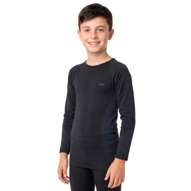 PRIMERA CAPA MICROFIBRA NIÑO TOP NEGRO LARGO CAMISETA DEPORTIVA - 2