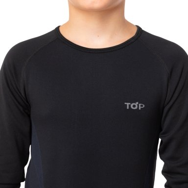PRIMERA CAPA MICROFIBRA NIÑO TOP NEGRO LARGO CAMISETA DEPORTIVA - 4