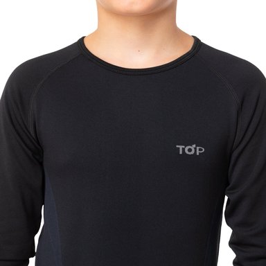 PRIMERA CAPA MICROFIBRA NIÑO TOP NEGRO LARGO CAMISETA DEPORTIVA - 4