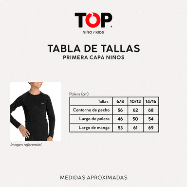 PRIMERA CAPA MICROFIBRA NIÑO TOP NEGRO LARGO CAMISETA DEPORTIVA - 5