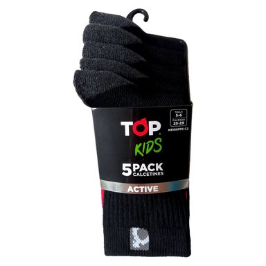 CALCETINES NIÑO DEPORTIVOS LARGOS NEGROS PACK 5 C2 TOP - 7