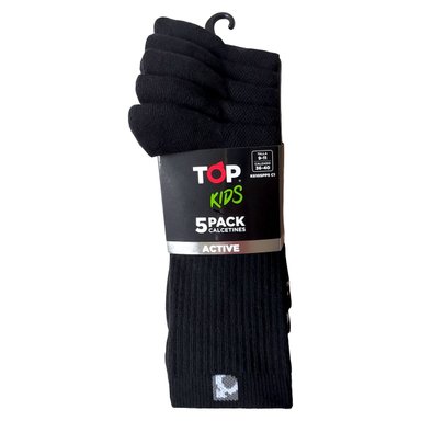 CALCETINES NIÑO DEPORTIVOS LARGOS NEGROS PACK 5 C2 TOP - 7