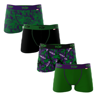 BÓXER NIÑO ALGODÓN MARVEL PACK 4 C9 HULK TOP - 1
