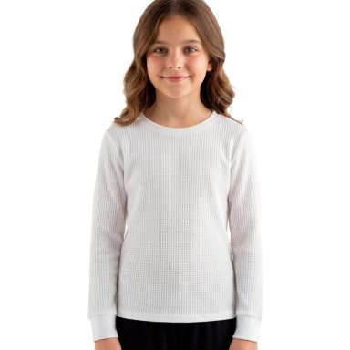 CAMISETAS BLANCAS PACK 2 MANGA LARGA NIÑA C1 TOP - 1