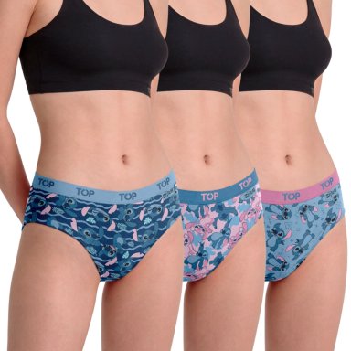 PANTALETAS ALGODON CON ELASTICO PACK 3 STITCH C4 TOP - 1