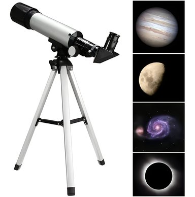 TELESCOPIO ASTRONOMICO NIÑOS Y PRINCIPIANTES 90X ZOOM CON TRIPODE - 1