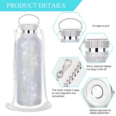 TERMO BOTELLA DE AGUA BRILLOS DIAMOND WHITE 750 ML - 6