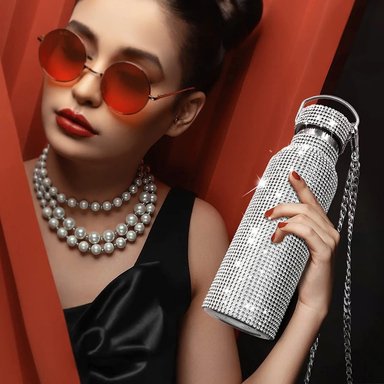 TERMO BOTELLA DE AGUA BRILLOS DIAMOND WHITE 750 ML - 7