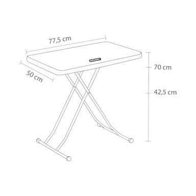 MESA PLEGABLE RECTANGULAR AJUSTABLE 77.5X50X70 CMS NORTHWEST - 3
