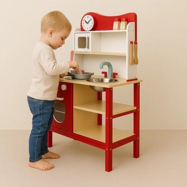 COCINA DE MADERA GAMEPOWER COC003 ROJO ROJA + ACCESORIOS 54X30X90 CM - 8