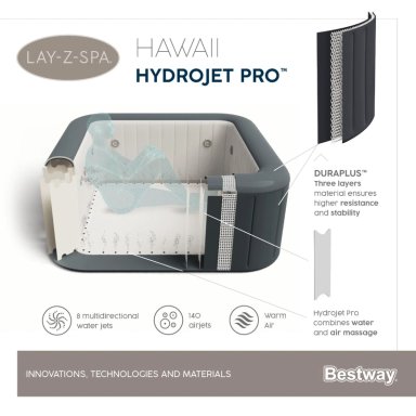 HOT TUB BESTWAY JACUZZI INFLABLE HAWAII HIDROMASAJE 6 PERS 71X180 CM - 4