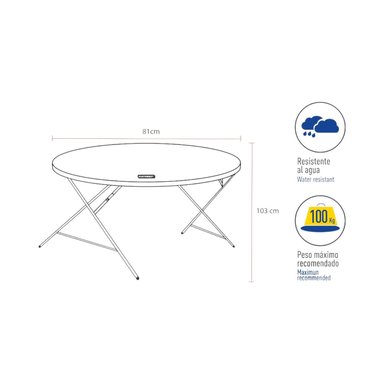 MESA PLEGABLE NORTHWEST NW-81G REDONDA 80X74 CMS GRIS - 4