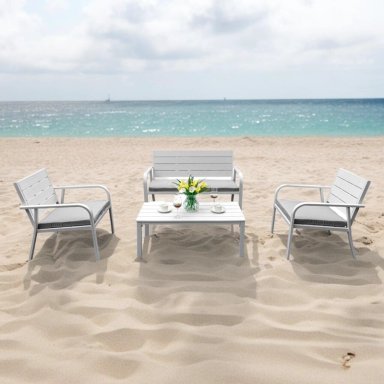 SET TERRAZA NORTHWEST NW-ST4 BLANCO CAPRI 4 PIEZAS CON COJIN - 8