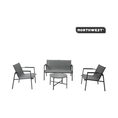 JUEGO SET TERRAZA NORTHWEST NW-SM01 LIBRE DISPOSICIÓN GRIS PORTOFINO 4 PIEZAS CON COJIN - 3