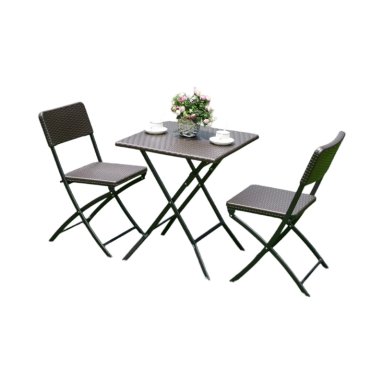 SET NORTHWEST ACERO CAFE 2 SILLAS + MESA CUADRADA PLEGABLE 62 CM RATTAN - 1
