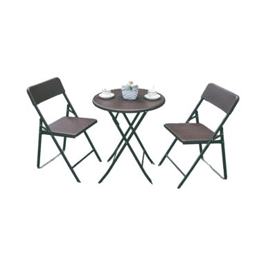 SET NORTHWEST ACERO CAFE 2 SILLAS + MESA REDONDA PLEGABLE 60 CM RATTAN - 1