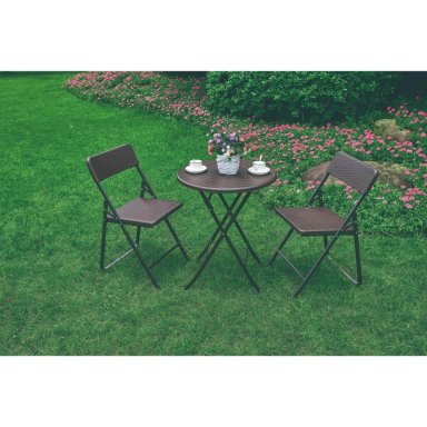 SET NORTHWEST ACERO CAFE 2 SILLAS + MESA REDONDA PLEGABLE 60 CM RATTAN - 6