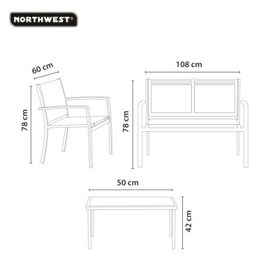 JUEGO SET LIVING TERRAZA SICILIA 4 PERSONAS NORTHWEST - 2
