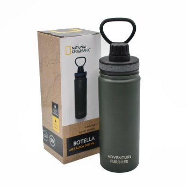 BOTELLA METALICA TE RMICA INSULADA 600ML VERDE NAT GEO - 1