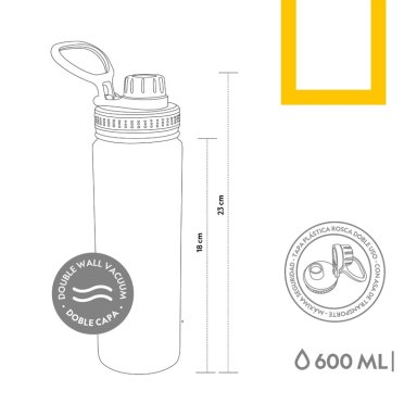 BOTELLA METALICA TE RMICA INSULADA 600ML VERDE NAT GEO - 6