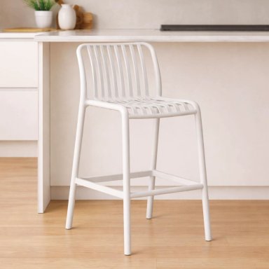 PISO TABURETE SILLA ALTA BAR COCINA MAGNUS 65CM BLANCO - 2