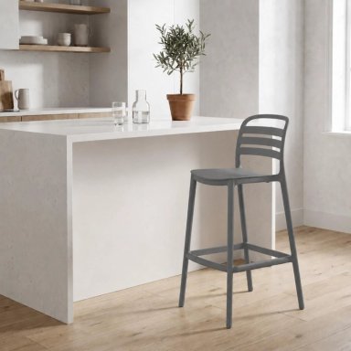 PISO TABURETE SILLA ALTA BAR COCINA RAGNAR 75CM GRIS OSCURO - 2