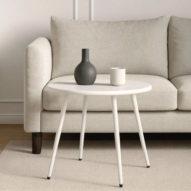 MESA DE CENTRO REDONDA NORDICA BLANCA 51X45 ESCANDINAVIA - 2