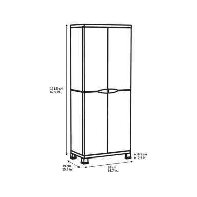 ARMARIO CLOSET PLASTICO GRANDE MULTIUSO GRIS 68X39X171,5 CM - 6