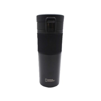 MUG ACERO INOXIDABLE TAPA CON PULSADOR Y ANTIDESLIZANTE 480ML NEGRO - 2
