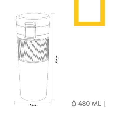 MUG ACERO INOXIDABLE TAPA CON PULSADOR Y ANTIDESLIZANTE 480ML NEGRO - 5