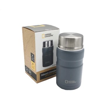 TERMO COMIDA ACERO INOXIDABLE 750ML CON CUBIERTOS GRIS - 1