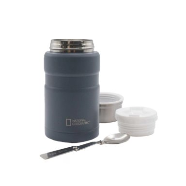 TERMO COMIDA ACERO INOXIDABLE 750ML CON CUBIERTOS GRIS - 3