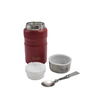 TERMO COMIDA ACERO INOXIDABLE 750ML CON CUBIERTOS ROJO - 3