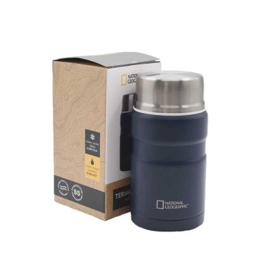 TERMO COMIDA ACERO INOXIDABLE 750ML CON CUBIERTOS AZUL - 1