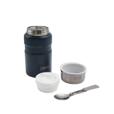 TERMO COMIDA ACERO INOXIDABLE 750ML CON CUBIERTOS AZUL - 2
