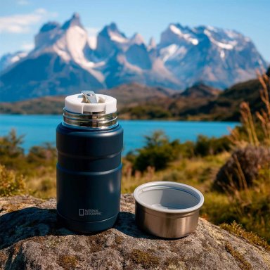 TERMO COMIDA ACERO INOXIDABLE 750ML CON CUBIERTOS AZUL - 6
