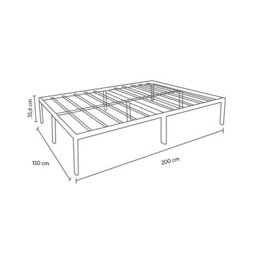 BASE DE CAMA METAL QUEEN 2,5 PLAZA 200X150X36 NEGRO AIRHOUSE - 2