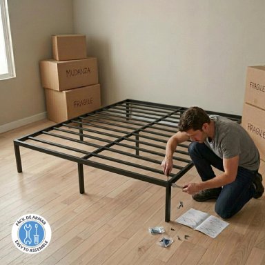 BASE DE CAMA METAL QUEEN 2,5 PLAZA 200X150X36 NEGRO AIRHOUSE - 4