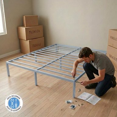 BASE DE CAMA METALICA QUEEN 200X150X36 GRIS AIRHOUSE - 4