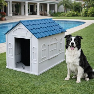 CASA PARA PERRO GRANDE COOL PETS 98X84X82CM TECHO AZUL - 5