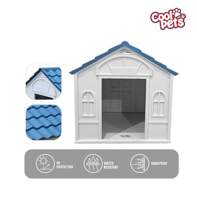 CASA PARA PERRO GRANDE COOL PETS 98X84X82CM TECHO AZUL - 6