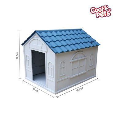 CASA PARA PERRO GRANDE COOL PETS 98X84X82CM TECHO AZUL - 7
