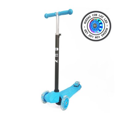 SCOOTER MONOPATIN 3 RUEDAS LUCES BARRA AJUSTABLE 86CM AZUL BEX - 2