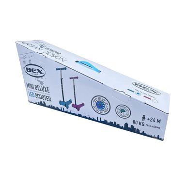SCOOTER MONOPATIN 3 RUEDAS LUCES BARRA AJUSTABLE 86CM AZUL BEX - 6