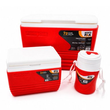 COMBO SET COOLER 3 PIEZAS 34L + 4.5L + 1L ROJO NORTHPAK - 1